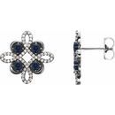 Created Sapphire Earrings in 14 Karat White Gold Chatham Created Genuine Sapphire & 1/4 Carat Diamond Earrings