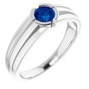 Genuine Chatham Created Sapphire Ring in 14 Karat White Gold Chatham Created Genuine Sapphire Ring