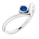 Genuine Chatham Created Sapphire Ring in 14 Karat White Gold Chatham Created Genuine Sapphire Solitaire Bezel-Set 