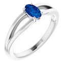 Genuine Chatham Created Sapphire Ring in 14 Karat White Gold Chatham Created Genuine Sapphire Solitaire Youth Ring