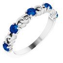 Genuine Chatham Created Sapphire Ring in 14 Karat White Gold Chatham Created Genuine Sapphire Stackable Link Ring