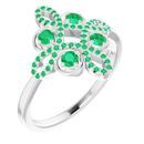 Genuine Chatham Created Emerald Ring in 14 Karat White Gold Chatham Created Emerald & 1/6 Carat Diamond Clover Ring