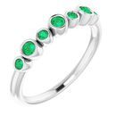 Genuine Chatham Created Emerald Ring in 14 Karat White Gold Chatham Created Emerald Bezel-Set Ring