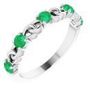 Genuine Chatham Created Emerald Ring in 14 Karat White Gold Chatham Created Emerald Stackable Link Ring
