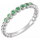 Genuine Chatham Created Emerald Ring in 14 Karat White Gold Chatham Created Emerald Stackable Ring