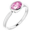 Genuine Chatham Created Sapphire Ring in 14 Karat White Gold Chatham Created Pink Sapphire Ring