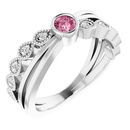 Pink Tourmaline Ring in 14 Karat White Gold Chatham Created Tourmaline & .05 Carat Diamond Ring