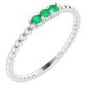 Genuine Chatham Created Emerald Ring in 14 Karat White Gold ChathamLab-Created Emerald Beaded Ring