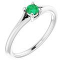 Genuine Chatham Created Emerald Ring in 14 Karat White Gold Chatham Lab-Created Emerald Youth Solitaire Ring