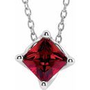 Genuine Ruby Necklace in 14 Karat White Gold Chatham Lab-Ruby Solitaire 16-18