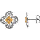 Golden Citrine Earrings in 14 Karat White Gold Citrine & 1/5 Carat Diamond Clover Earrings
