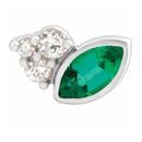 Genuine Emerald Earrings in 14 Karat White Gold Emerald & .03 Carat Diamond Right Earring