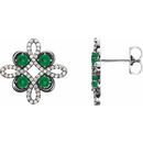 Genuine Emerald Earrings in 14 Karat White Gold Emerald & 1/4 Carat Diamond Earrings