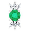 Natural Emerald Pendant in 14 Karat White Gold Emerald & 1/4 Carat Diamond Pendant