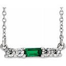 Genuine Emerald Necklace in 14 Karat White Gold Emerald & 1/5 Carat Diamond 16