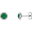 Genuine Emerald Earrings in 14 Karat White Gold Emerald & 1/6 Carat Diamond Earrings