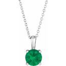 Genuine Emerald Necklace in 14 Karat White Gold Emerald 16-18