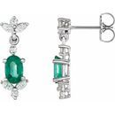 Genuine Emerald Earrings in 14 Karat White Gold Emerald & 3/8 Carat Diamond Earrings