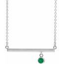 Genuine Emerald Necklace in 14 Karat White Gold Emerald Bezel-Set 16