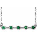Genuine Emerald Necklace in 14 Karat White Gold Emerald Bezel-Set Bar 16