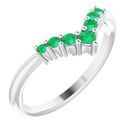 Genuine Emerald Ring in 14 Karat White Gold Emerald Graduated 