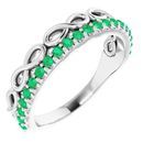 Genuine Emerald Ring in 14 Karat White Gold Emerald Infinity-Inspired Stackable Ring