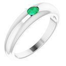 Genuine Emerald Ring in 14 Karat White Gold Emerald Petite Dome Ring