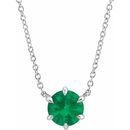 Genuine Emerald Necklace in 14 Karat White Gold Emerald Solitaire 16