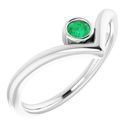 Genuine Emerald Ring in 14 Karat White Gold Emerald Solitaire Bezel-Set 