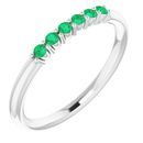 Genuine Emerald Ring in 14 Karat White Gold Emerald Stackable Ring
