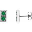 Genuine Emerald Earrings in 14 Karat White Gold EmeraldTwo-Stone Earrings