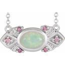 White Opal Necklace in 14 Karat White Gold Ethiopian Opal & Pink Sapphire Vintage-Inspired 18