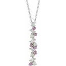 Multi-Gemstone Necklace in 14 Karat White Gold Ethiopian Opals, Pink Sapphires & 1/8 Carat Diamond Scattered Bar 16-18