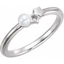 Cultured Pearl Ring in 14 Karat White Gold Freshwater Cultured Pearl Youth Double Star Ring