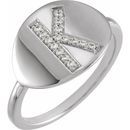 White Diamond Ring in 14 Karat White Gold Initial K 1/10 Carat Diamond Ring