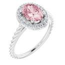 Pink Morganite Ring in 14 Karat White Gold Morganite & 1/6 Carat Diamond Ring