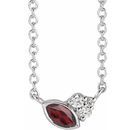 Red Garnet Necklace in 14 Karat White Gold Mozambique Garnet & .03 Carat Diamond 16