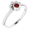 Red Garnet Ring in 14 Karat White Gold Mozambique Garnet & .04 Carat Diamond Ring