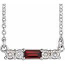 Red Garnet Necklace in 14 Karat White Gold Mozambique Garnet & 1/5 Carat Diamond 18
