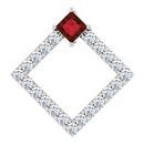 Red Garnet Pendant in 14 Karat White Gold Mozambique Garnet & 3/8 Carat Diamond Pendant