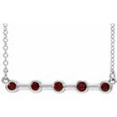 Red Garnet Necklace in 14 Karat White Gold Mozambique Garnet Bezel-Set Bar 18