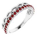 Red Garnet Ring in 14 Karat White Gold Mozambique Garnet Infinity-Inspired Stackable Ring