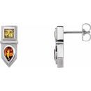 Multi-Gemstone Earrings in 14 Karat White Gold Multi-Gemstone Geometric Bar Drop Earrings