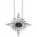 Black Onyx Necklace in 14 Karat White Gold Onyx & .08 Carat Diamond Celestial 16-18