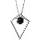 Black Onyx Necklace in 14 Karat White Gold Onyx Cabochon Pyramid 16-18