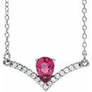 Pink Tourmaline Necklace in 14 Karat White Gold Pink Tourmaline & .06 Carat Diamond 18