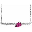 Pink Tourmaline Necklace in 14 Karat White Gold Pink Tourmaline & 1/10 Carat Diamond 16