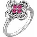 Pink Tourmaline Ring in 14 Karat White Gold Pink Tourmaline & 1/10 Carat Diamond Ring