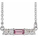 Pink Tourmaline Necklace in 14 Karat White Gold Pink Tourmaline & 1/5 Carat Diamond 16