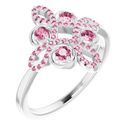 Pink Tourmaline Ring in 14 Karat White Gold Pink Tourmaline & 1/6 Carat Diamond Clover Ring